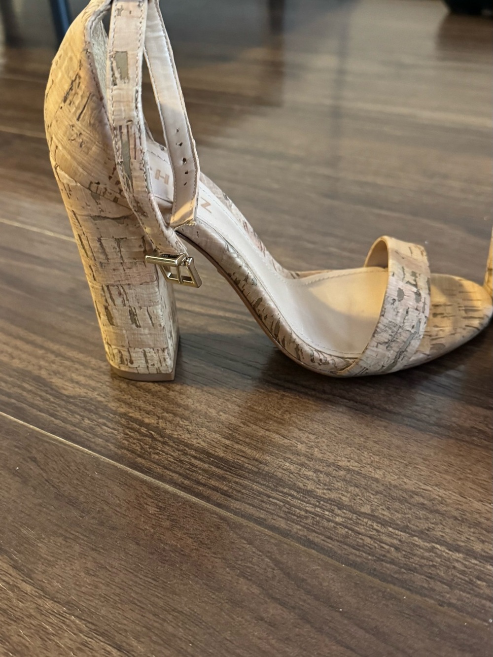 SCHUTZ Cork Strap Block Heel Sandals in Natural Cork - Picture 2 of 3